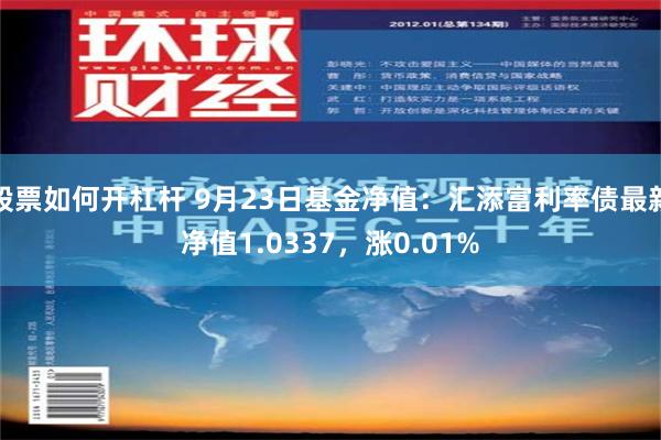 股票如何开杠杆 9月23日基金净值：汇添富利率债最新净值1.0337，涨0.01%