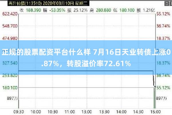 正规的股票配资平台什么样 7月16日天业转债上涨0.87%，转股溢价率72.61%